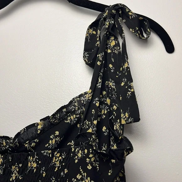 Anthropologie Black Floral Midi Dress - Picture 11 of 11